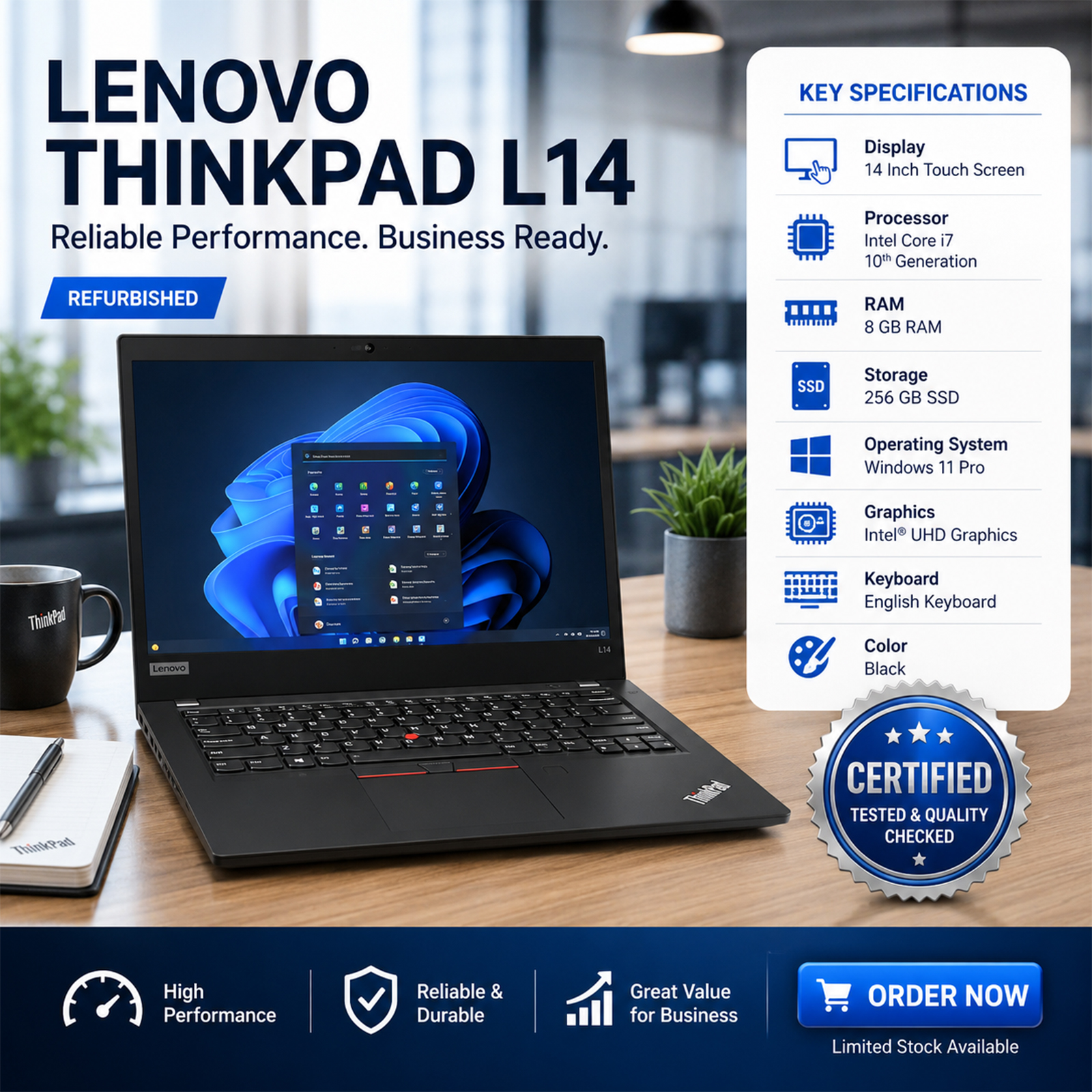 Lenovo Thinkpad L14 - Refurbished ( 8GB RAM - 256 GB)